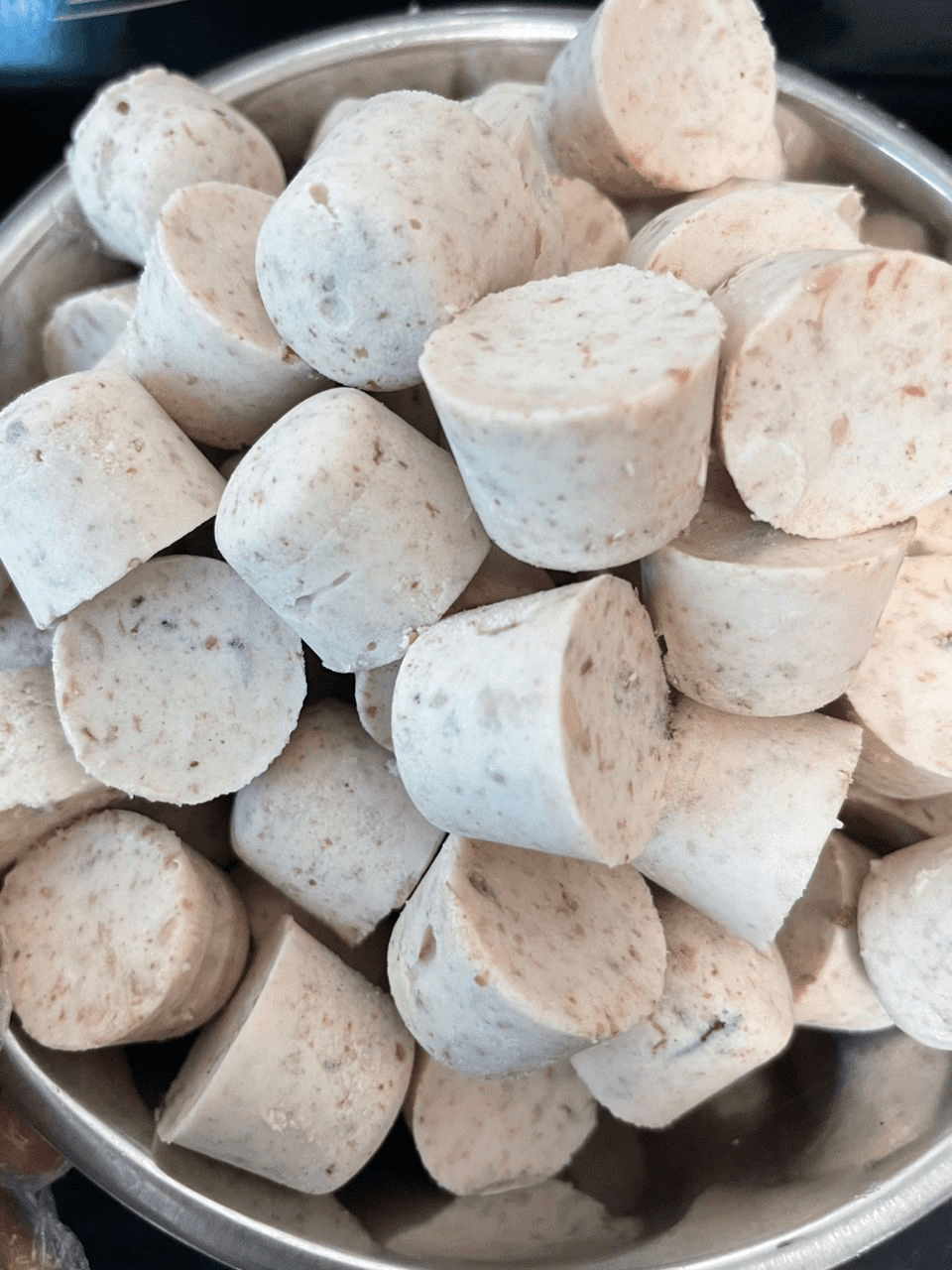 Bowl of roasted whipped bone marrow pieces
